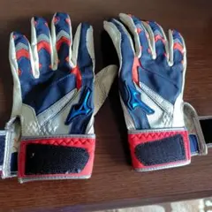 キッズ用 Mizuno バッティング用手袋 ネイビー/レッド