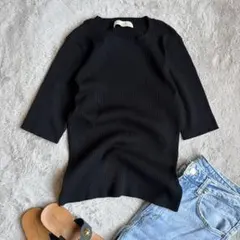 B:MING by BEAMS リブニット　5分袖　ブラックのサムネイル