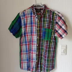 新品　半袖チェックシャツ L