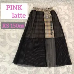 PINK latte チェック柄メッシュスカート XS 150cm