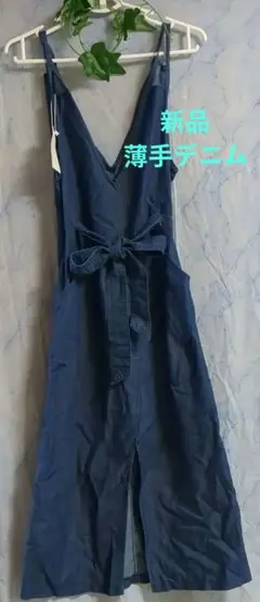 インディゴ Vネック キャミワンピース M