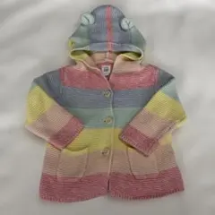 babyGAPカラフルボーダー フード付きカーディガン 12-18ヶ月