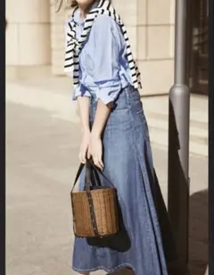 ✨極美品✨PLST別注　ウォードブルー　デニムフレアマキシロンカート　S