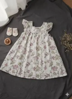 Bebe べべ ワンピース 90cm 花柄 フリル袖