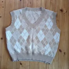 SHEIN ベージュホワイト ニットベスト M