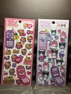 ★平成ハッピーフォン★黒ギャルハローキティ マイメロクロミ ぷっくりシール2枚