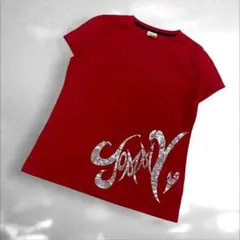 TOMMYトミー　半袖 Tシャツカットソー　シルバーロゴ　綿100%赤S（E3のサムネイル
