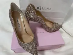 結婚式 二次会に◎ DIANA グリッターパンプス 24cm ゴールド ラメ