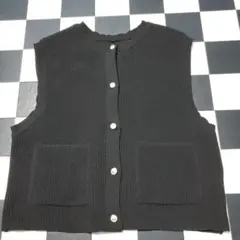 gleam ノースリーブ ニットベスト ブラック