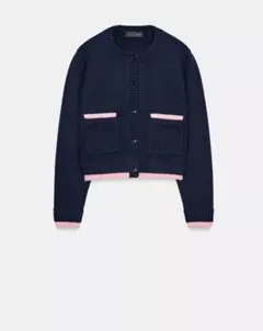 ZARA ネイビー コントラストカーディガン