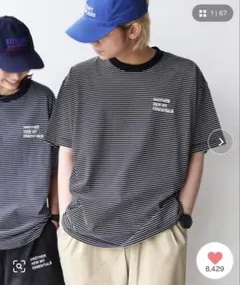 【ANME】ANMEエンブロイダリーロゴボーダー半袖Tシャツ