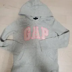 GAP ジップアップパーカー グレー ピンクロゴ