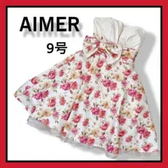 AIMER/エメ★フラワー柄 花柄ドレス リボン付きパニエ内蔵 パーティー結婚式
