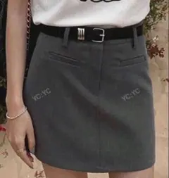値下げ‼️グレー ミニスカート 韓国　制服
