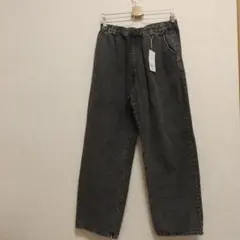 Y2K ダブルフォーカス ダメージ デニム パンツ イージー パンツ ブラック