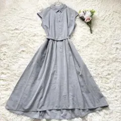 極美品★マッキントッシュフィロソフィー　ロングワンピース 襟 ベルト ノースリー