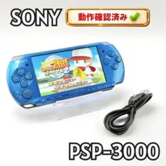 【動作確認済み】SONY PSP-3000 本体 ブルー 充電ケーブル付き