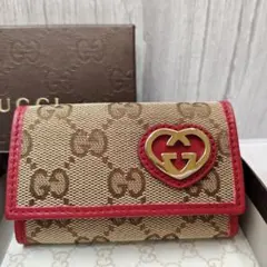 ♡美品♡グッチ 二つ折り財布 ハート モチーフ GG柄 スプリーム PVC