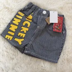 ミッキー　ミニー　デニム　ヒッコリー　半ズボン　ショートパンツ　ディズニー