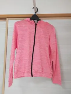ピンク フルジップ フード付きパーカー