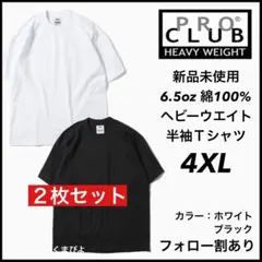 新品 プロクラブ 6.5oz ヘビーウエイト 無地 半袖Tシャツ 白黒２枚4XLのサムネイル