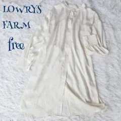 ローリーズファーム】バンドカラー リボン付き ミモレ シャツワンピース free