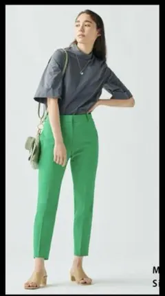 プラステ　リネンブレンドスティックパンツ　グリーン