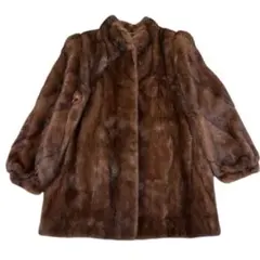 なめし柔らか◎デミバフミンク ファーコート ブラウン 15号 本毛皮