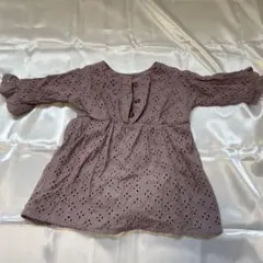 ラベンダー色刺繍ワンピース（パンツ付き） 女の子 春服