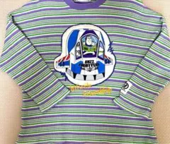 トイストーリー「バズ」　ワッフル生地ボーダー長袖カットソー110㎝