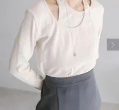 mystic レイヤードリブトップス アイボリー　白　リブニット　長袖トップス