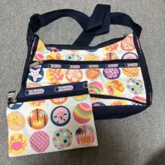 LeSportsac ショルダーバッグ 海柄 ハイビスカス ポーチ付きのサムネイル