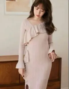 Herlipto Ruffle Wrap Rib Knit Dress