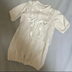 セレモニードレス　新生児　退院　お宮参りホワイト ベビードレス レース付き