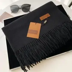 【値下げ】マフラー ブラック シンプル カシミヤ風 ストール 高品質 無地