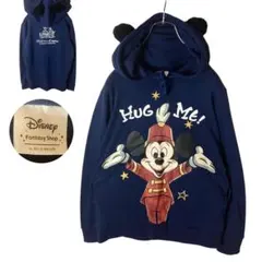 希少古着ミッキーマウス ハグミー ビッグプリント耳付きスウェットパーカーゆったり