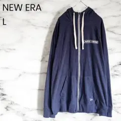 NEW ERA フルジップパーカー L ネイビー ラグラン アメリカ古着