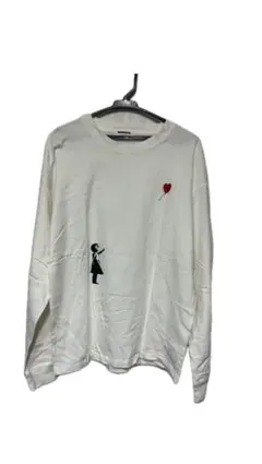 バンクシー　長袖Tシャツ　白T
