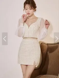 Jewels セットアップチェックツイードドレス M