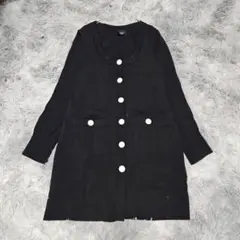 VICKY　クルーネックカーディガン　ロング丈　長袖　サイズ２　黒　ポケット