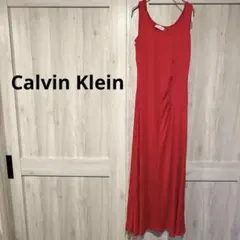Calvin Klein ノースリーブロングワンピース レッド 赤 ワンピ