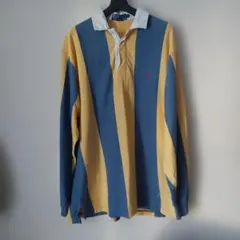 90s Polo by Ralph Lauren ストライプ ラガーシャツ 紺黄