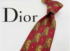 【美品】Christian Dior 高級シルクネクタイ 幾何学柄 ゴールド