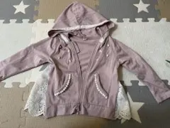 フード付きパーカー 薄手ピンク 90