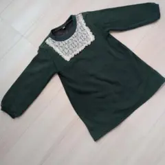 チュニック　ワンピース　110 女の子　キッズ　緑　裏起毛　暖かこども