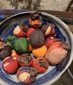 柿 ハンドメイド 古布 秋 紅葉 十五夜 ちりめん細工 七五三 アンティーク