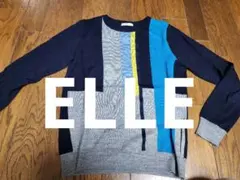 ELLE パッチワークニットセーター