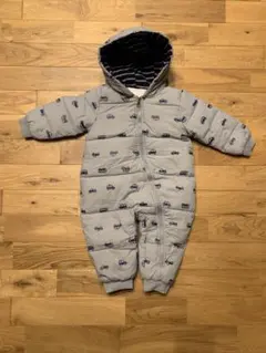 裏起毛ジャンプスーツ（フード付き）車柄　グレー　100cm（2〜3歳）