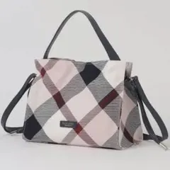 BLUE LABEL クレストブリッジチェックカルゼギャザーバッグ　パープルのサムネイル