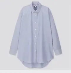 エクストラファインコットンオーバーサイズロングシャツ（ストライプ・長袖）